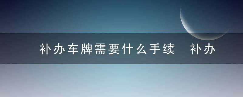 补办车牌需要什么手续 补办车牌要哪些手续